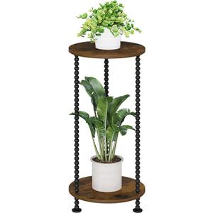 YINMIT Plant Stand Indoor, 2 Tier Small Plant Stand, 23" Tall Metal Spindle Poles Plant Stands, Corner Flower Pot Stand, Plant Tables Indoor, Planter Pot Holder for Balcony Garden Patio Living Room (Brown)