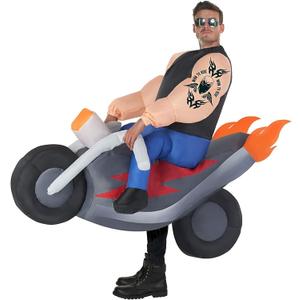 Morph Inflatable Biker Costume, Inflatable Motorcycle Costume, Blow Up Motorbike Rideable Inflatable Costume Adult
