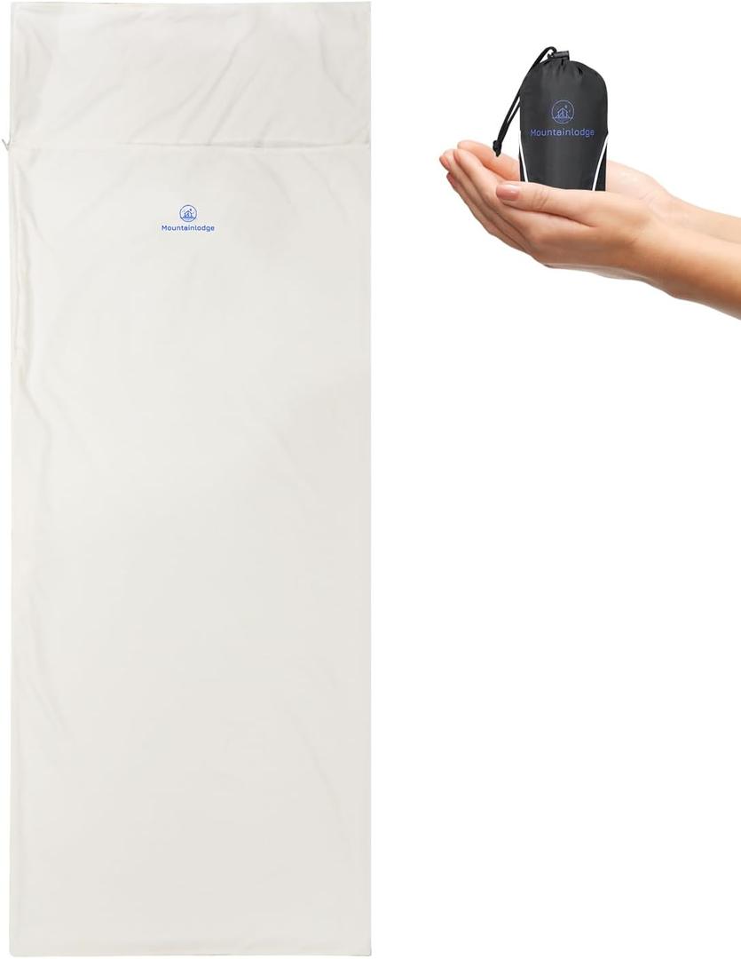 Mountainlodge Sleeping Bag Liner for Warm Weather Seasons with Carry Bag - Protable,Lightweight and Skin-Friendly Sleeping Bag for Camping,Hiking and Backpacking