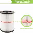 Replacement Cartridge Filter for Shop Vac Craftsman 9-17816 Filter for Craftsman 17816 Vacuum Filter General Purpose Wet Dry Air Filter for 5 & Larger Gallon Vacuum Cleaner 2 Packs