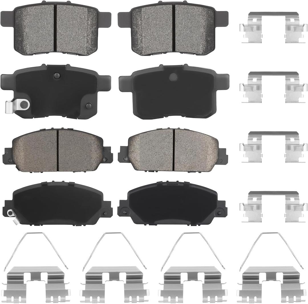 Front Ceramic & Rear Semi-Metallic Brake Pads Set for Honda Accord 2013-2017 Except LX LX-S, Select Models, 8PCS