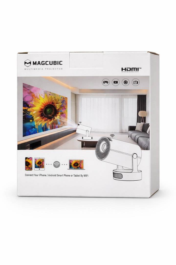 Mini projector, with wired screen sync 4K 1080P portable projector 180° rotation. 17-130" screen video projector. Compatible with smartphones, laptops, PC.(Q5 No WiFi or Bluetooth)