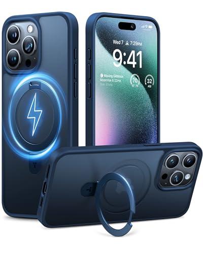 Amazon.com: TORRAS Ultra-Magnetic Ostand for iPhone 15 Pro Case, [Compatible with MagSafe] [Flexible Stable Stand] Military-Grade Protection Translucent Slim Anti-Scratch Ring Kickstand, Navy Blue 6.1" : Cell Phones & Accessories