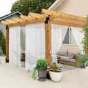 HolidayIdeas All Weather White Outdoor Sheer Curtains for Patio Waterproof 6 Panels Rod Pocket Indoor Sheer Voile Curtains for Porch, Balcony, Gazebo, 100x95 Inch