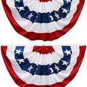 HOOSUN American Flag Bunting for Outside,1.5x3 FT Bunting Flags Patriotic Labor Day Decorations,Red White and Blue USA Pleated Fan Flag,Veterans Day Decor Patriotic American Flags Banners for Porch (Pack of 1)