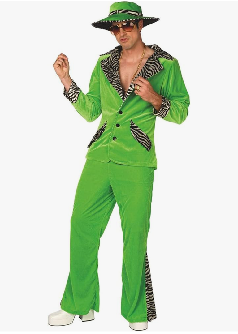 Morph Men's Green Pimp Costume, 70s Pimp Suit, Halloween Costume for Adult Men XL