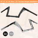 12" Rise Handlebar Ape Bar 1-1/4" Motorcycle Handle Bar Replacement for Harley Davidson Sportster 1984-2022 Road King 1994-2022 Road Glide 1998-2013 Softail 1984-2024 Dyna 1993-2017, Black