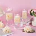 24 Pcs Floating Candles for Centerpieces and Floating Flowers for Centerpieces Champagne Artificial Flowers Vase Fillers for Wedding Table Party Home Decoration