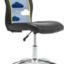 Serta Essential Armless TaskChair, Small Desk Chairs with Wheels, Breathable Mesh Back and Faux Leather, Quality Foam Cushion Seat for Comfort, Minimal Design for Vanity Table, Black