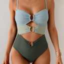 Eomenie Womens Cutout One Piece Swimsuit with Ring Linked Sexy Monokini Bathing Suit for Beach Vacation (L)