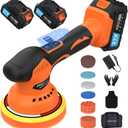 Cordless Car Buffer Polisher, Car Polishing Kit with 21V 2 X 4.0Ah Batteries, Orbital Eccentric Buffers with 8 Variable Speed Up to 6000 RPM, 8IN Touchscreen Buffer for Car Detailing/Scratch Removing