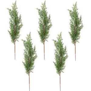 5 Pcs Artificial Cypress Branches, 16.5 Inch Faux Greenery Pine Picks Long Stem Cedar Sprigs Garland Evergreen Branch for Flower Arrangements DIY Craft Decoration