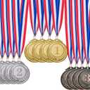 Favide 12 Pieces Gold Silver Bronze Award Medals-Winner Medals Gold Silver Bronze Prizes for Competitions, Party,Olympic Style, 2 Inches