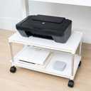 ZBRANDS Printer Cart, Under Desk Printer Stand with Wheels, Printer Table for Home Office, Rolling Cart with Table Top, Heavy Duty Printer Stand with Wheels, 24" X 14" (Regular, White)