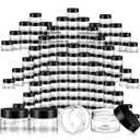 200 Pcs 1 oz Black Empty Bulk Plastic Container Jars with Lid Leak Proof Round Plastic Jars Small Cosmetic Travel Containers for Storage Makeup Creams Lotion Ointments