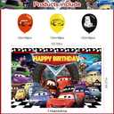 Cartoon Race Car Birthday Party Decoration,Lightning Party Photo Background 5 x 3 FT and 18 Pcs Balloon,Merch Party Backdrop Supplies
