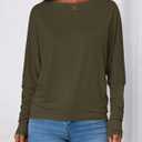 Zenlonr Long Sleeve Tops for Women Fall Fashion Outfits 2025 Crewneck Knit Basic Tee Shirts Business Casual Tops (L)