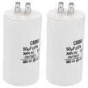 PATIKIL CBB60 50uF Running Capacitor,2Pcs AC 300V 4 pins 50/60Hz Cylinder 1.91 x 3.67inch for Water Pumps, Washing Machines Motor Start