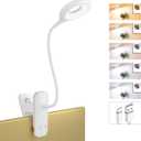 Clip on LED Reading Light, 25 Models USB Rechargeable Bed Lamp with Strong Clamp for Headboard, Eye Protection Portable Cordless Battery Lights for Bedframe Desk Table Home Office (White)