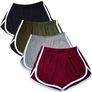 Cameway 4 Pack Women's Cotton Yoga Dance Short Pants Sport Shorts Summer Athletic Cycling Hiking Sports Shorts (Black, L)
