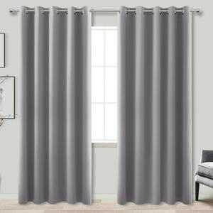 KOUFALL Extra Wide Thermal Soundproof Curtains, 72 x 84 Inch Long Black Out Noise Reducing Blackout Curtains for Summer Bedroom Living Room 2 Panel Set, Light Grey