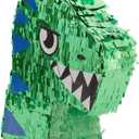 BLUE PANDA Dinosaur Pinata for Boys Birthday T-Rex Themed Party Supplies, Green Foil Dino Decorations (Small, 11.7 x 3.0 x 15.7 In)