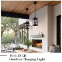 Emliviar Dusk to Dawn 2-Light Large Porch Light Outside Chandelier for Yard, 15.4" Black Hanging Lantern Light Fixture with E12 Base, Clear Glass, YXE306H-M-PC BK