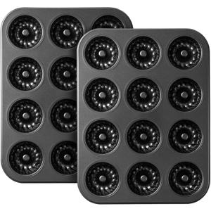 Tiawudi Mini Fluted Tube Cake Pan, 12 Cavity Baking Pan, Non-stick Baking Mold for Cupcakes, Donuts, Cornbread, Brownies, Jellies, Set of 2