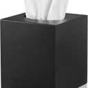 ALELION Wooden Tissue Box Cover Square - Large Black Tissue Box Holder for Tabletop Night Stands Bathroom Office - Decorative Facial Cube Tissue Box Cover