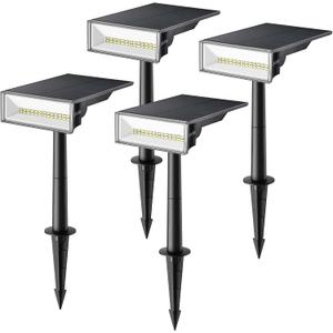 Consciot Solar Lights Outdoor, 6500K Daylight Solar Spotlights, Waterproof Landscape Lighting for Yard, Garden, Tree, Pathway, House, Patio, Outdoor Decor, 4 Pack