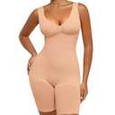 Lover-Beauty Women's Shapewear Bodysuit Seamless Tummy Control V Neck Butt Lifter Body Shaper Nude 3X-Large-4X-Large