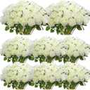 Hotop 80 Pcs Rose Artificial Flowers Bulk with Long Stem, Silk Roses Realistic Fake Flowers Bouquet for Wedding Table Centerpieces Bridal Shower Party Home Decorations(White)