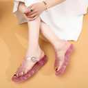 Toddler Sandals Jelly Shoes Girls Unisex Boy Flat Retro Slides Clear Kids Water Slippers Slingback Summer Beach Size 8 Adjustable Buckle Glitter Dress Soft (Pink)