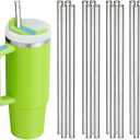 15pc Reusable Glass Straws Shatter Resistant for Smoothies, Cold and Hot Drinks - Extra Long 12 Inch 10mm Wide Drinking Straws Clear - BPA Free Thick Borosilicate (10 mm 12 inch)