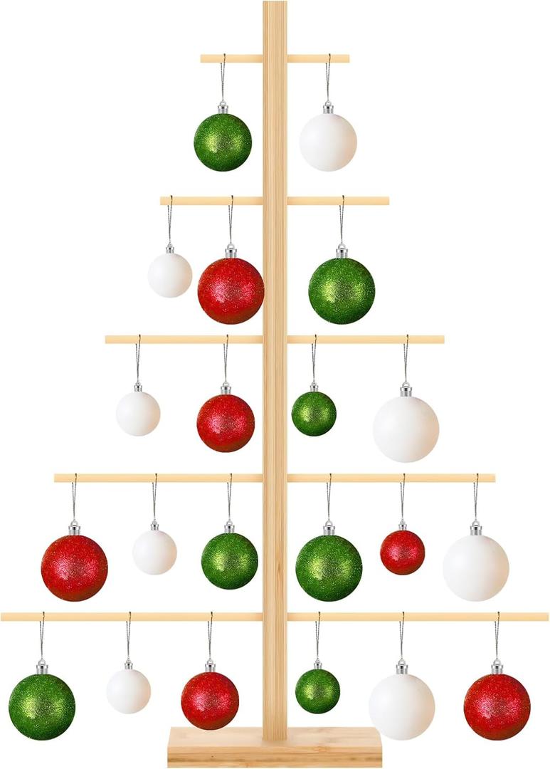 Christmas Tree Ornament Stand Holder with Arms Wooden Christmas Ornament Hanger Christmas Display Stand for Counter Top Ornament Display Desktop Xmas Tree Holiday Party (27.56 Inches)