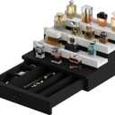 Blisse Cologne/Perfume Organizer, 4-Tier Storage Drawer with Hidden Compartments, Soft-Lined Display Case (Black with White)