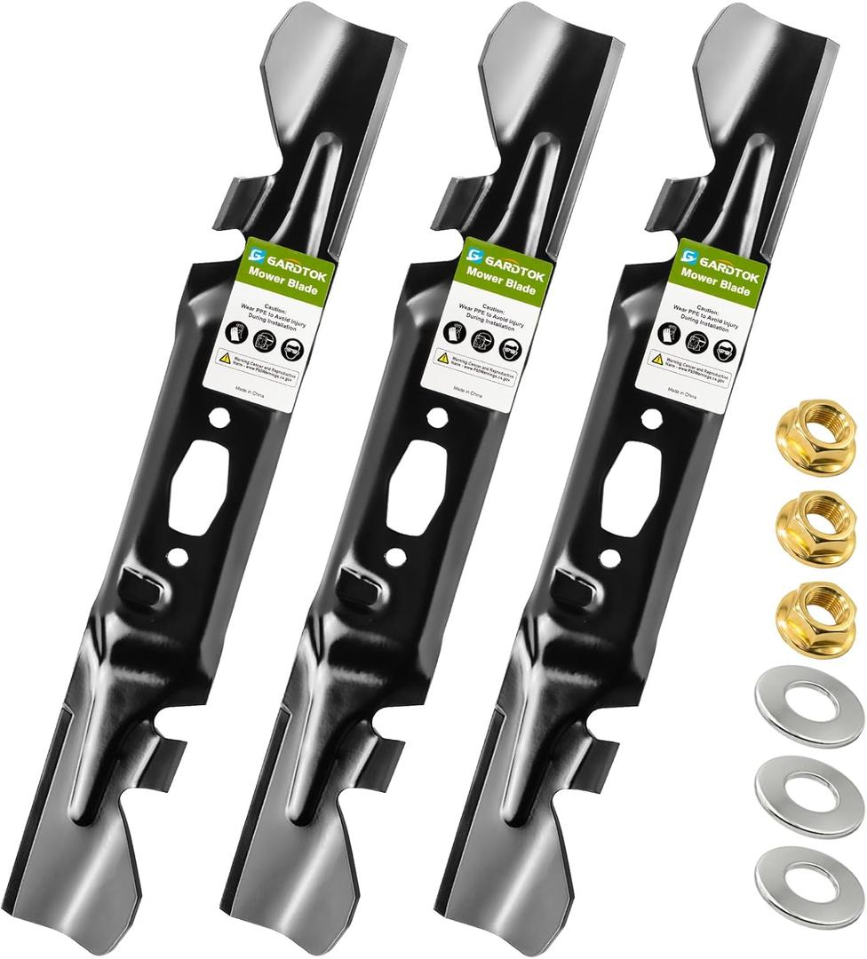 3-Pack Mulching 17.24" Blade for Cub Cadet XT1-LT50 ZT1-50 ZT2-50 Replacement for 742-05094-X 742P05094-X 742-05512-X CMXGZAM110204, Fits 50 Inch Deck, Diamond S-Pattern