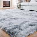 Shag Rugs 8x10 Living Room: Shag Area Rug for Bedroom - Gray Large Fluffy Soft Carpet (Tie-Dyed Light Gray, 8x10 Feet)