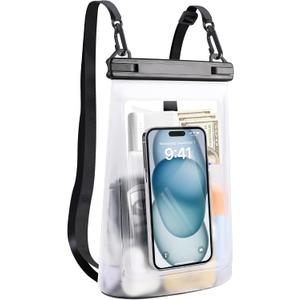 2L Waterproof Phone Pouch for iPhone 16 15 14 11 Pro Max & Galaxy S24 S21 - Floating Large Capacity Dry Bag Stores Sunscreen, Sunglasses - Oversized Waterproof Bag for Beach, Swimming, Kayaking (Clear White-2L)