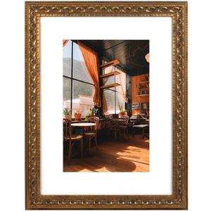 Golden State Art 12x16 Bronze Photo Frame White Mat for 8x12 Real Glass