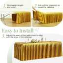 Gold Satin Tablecloths Rectangle 6FT, Glitter Spandex Fitted Stretch Table Covers Wrinkle-Free Floor Length Shimmer Table Skirt for Weddings Parties Baby Shower Banquets Vendor Events