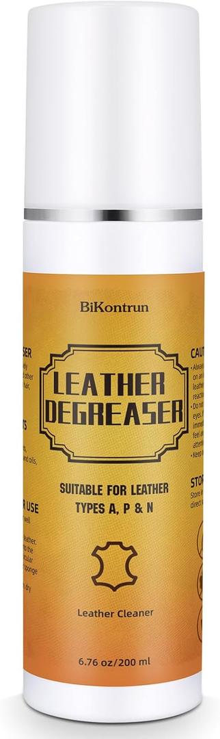 Leather Cleaner Degreaser  Quick Spray & Wipe Formula for Car Seats, Sofas, Handbags, Jackets & Shoes  Removes Grease & Oil, Gentle Leather Care, No Residue, Easy to Use
