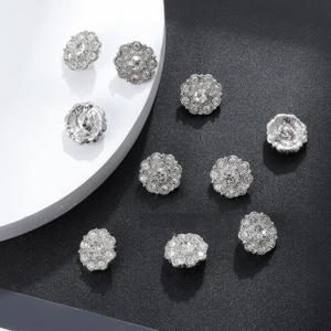 10 Pcs Rhinestone Buttons, Crystal Applique Embellishments in Clothes DIY Jewelry Decoration for Party Crafts Wedding Bouquet Sew, Clear