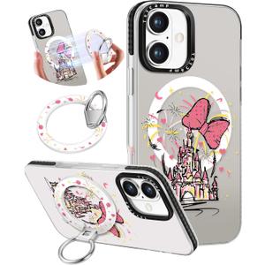 Toycamp for iPhone 16 Case Compatible with Magsafe - Cute Design 360 Magnetic Ring Holder Stand Kickstand Funny Castle Girly Pretty Fashion TPU Phone Covers for Women Tenn Girls