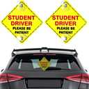 Ohleats 2PCS Student Driver & Baby On Board Sticker, 5"x5", Red & Yellow, PP Plastic, Car Window Stickers, Warning, Traffic