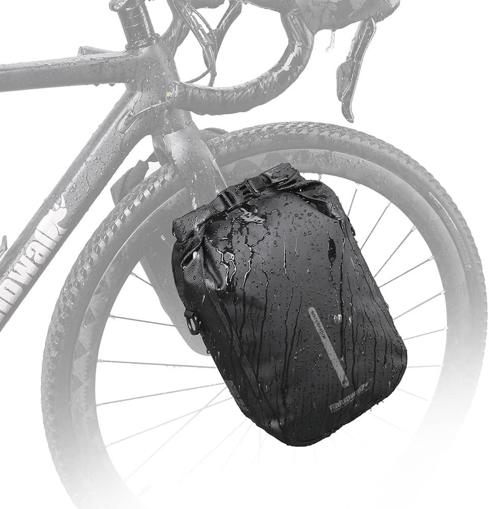 Rhinowalk Bike Front Fork Bag Waterproof Bike Pannier Bag Saddle Bag Shoulder Bag 6L for E-Scooter Mountain Bike Accessories (Black)