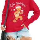 FAYALEQ Crewneck Sweatshirts Women: Gingerbread Graphic Shirts Funny Xmas Women Sweater Long Sleeve Pullovers (Large, Red)