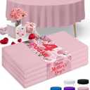 Niuara Pink Plastic Table Cloth - 4 Pack 84" Round Disposable Tablecloths for Round Tables, Table Cover for Valentines, Mother's Day, Holiday Parties & Gatherings