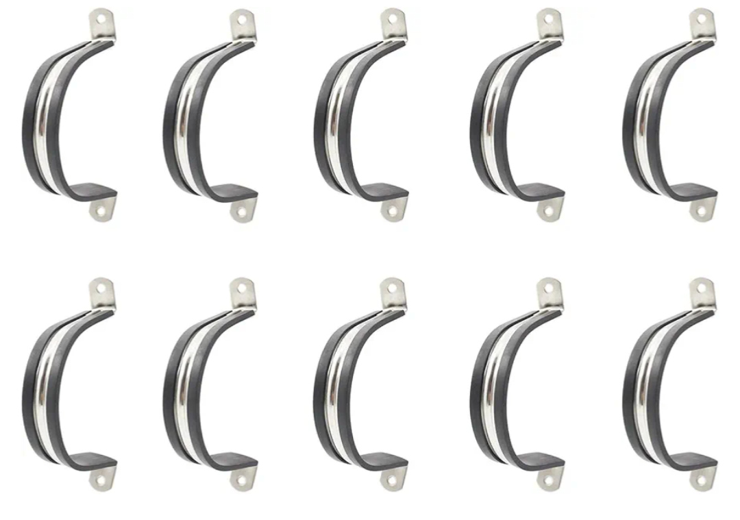 10 Pack Clamps,TTZEZE Stainless Steel Cable Clamp,Pipe Clamp,Tube Clamp,Metal Clamp,Rubber Cushioned Insulated Clamp,Tube Holder for Tube,Pipe Hoop,Pipe or Wire Cord Installation 3 Inch(77mm)