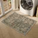 2x3 Washable Brown Area Rug Vintage Entryway Kitchen Carpet Non-Slip Soft Low Pile Distressed Indoor Small Throw Rug for Bedroom Bathroom Entrance